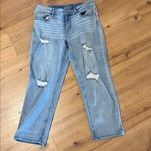 Maurices Light Blue Distressed Ankle Jeans